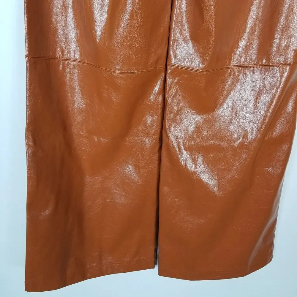 Free People  Women Star Crossed Lovers Vegan‎ Pants   Straight Leg  Brown